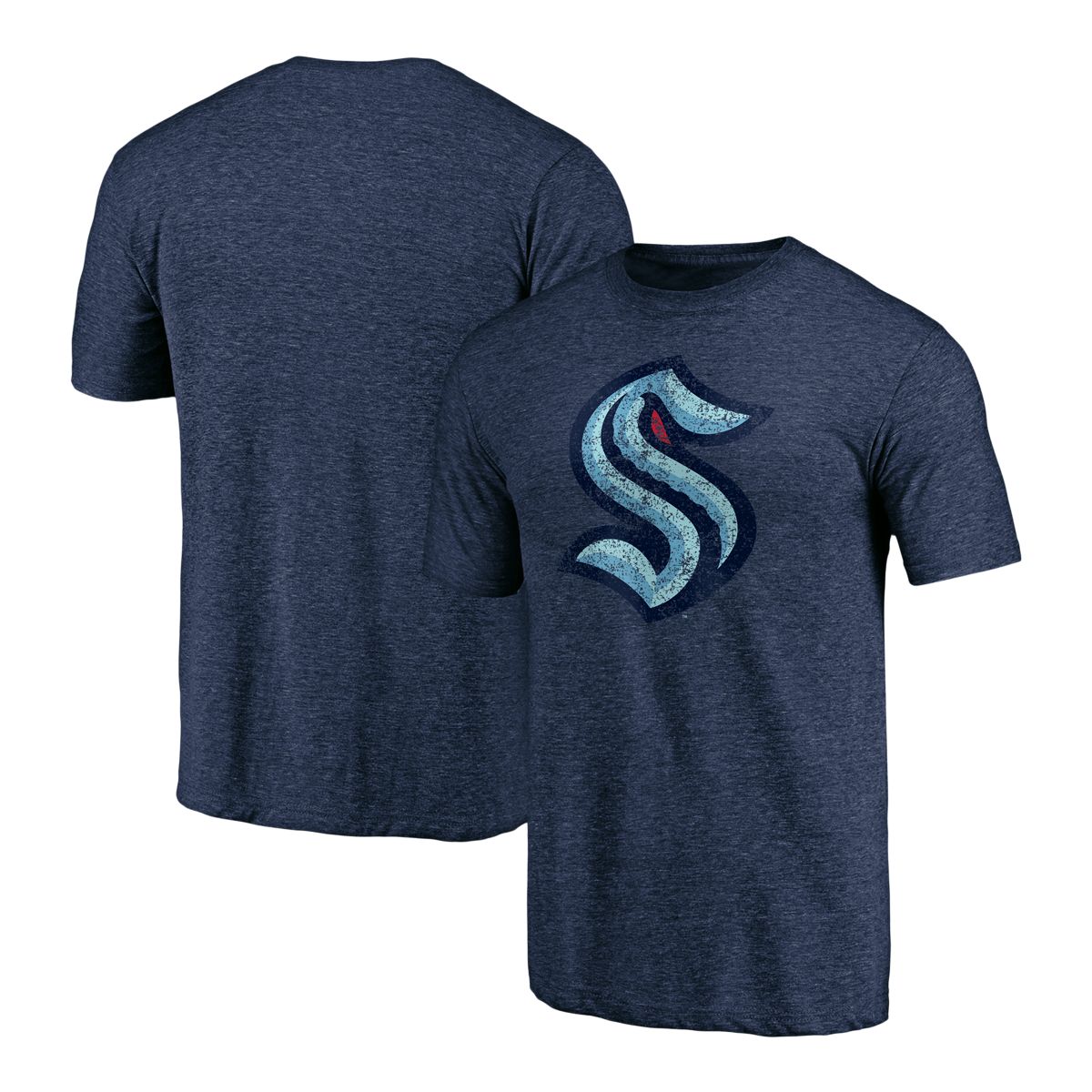 Seattle Kraken Fanatics Men's Distressed Team Logo Triblend T Shirt