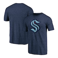 Seattle Kraken Fanatics Men's Distressed Team Logo Triblend T Shirt Composite_or_Mixed