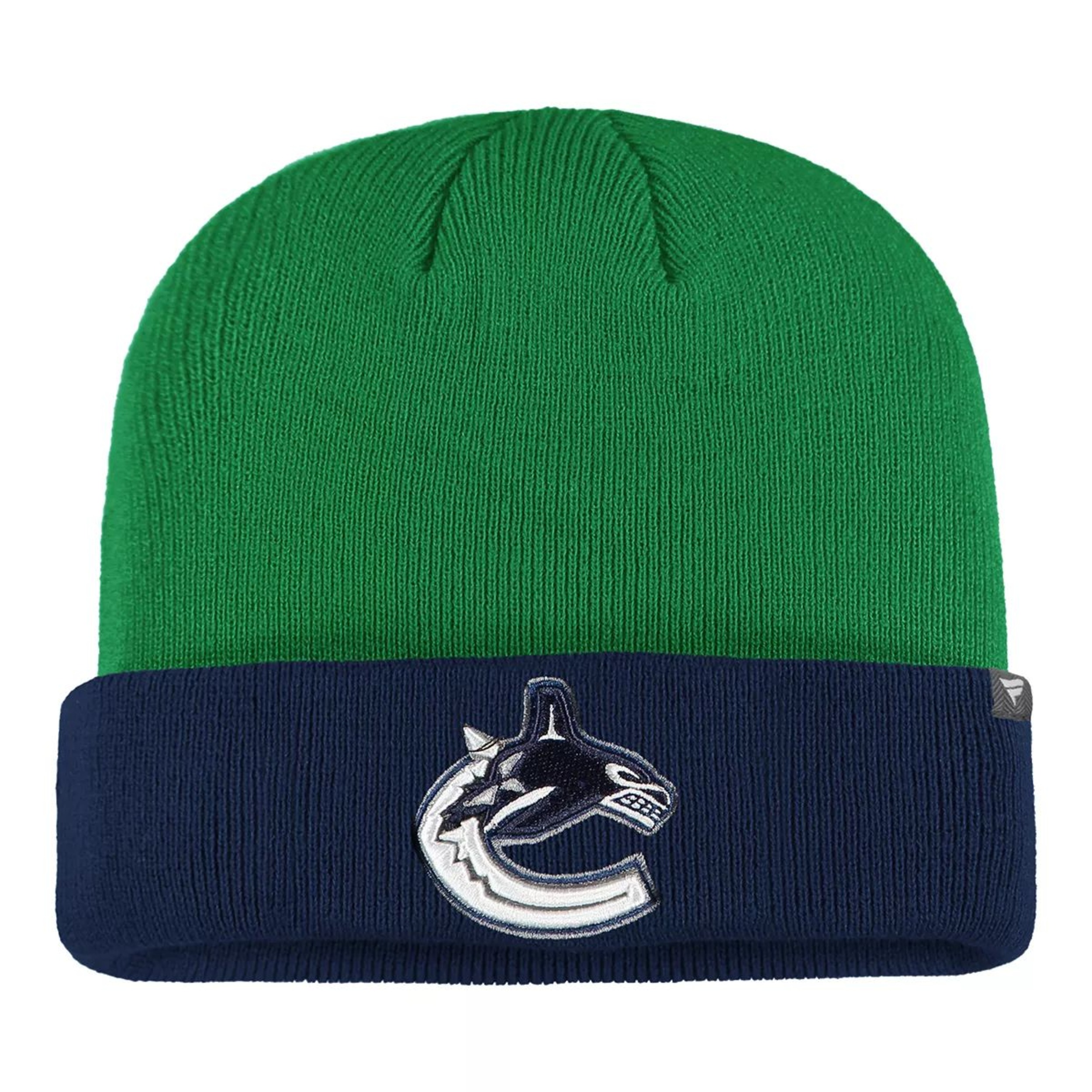 Vancouver Canucks Fanatics Holiday Cuffed Knit Hat, NHL, Hockey Front_Flat