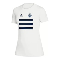 Vancouver Whitecaps adidas Women's 3-Stripes Pitch T Shirt Front_Angled_Left