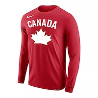 Team Canada Nike Men's Alternate Core Cotton Long Sleeve Shirt Front_Three_Fourths_Angled_Left