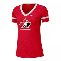 Team Canada Nike Women's Dri-FIT Cotton Slub T Shirt Front_Three_Fourths_Angled_Left