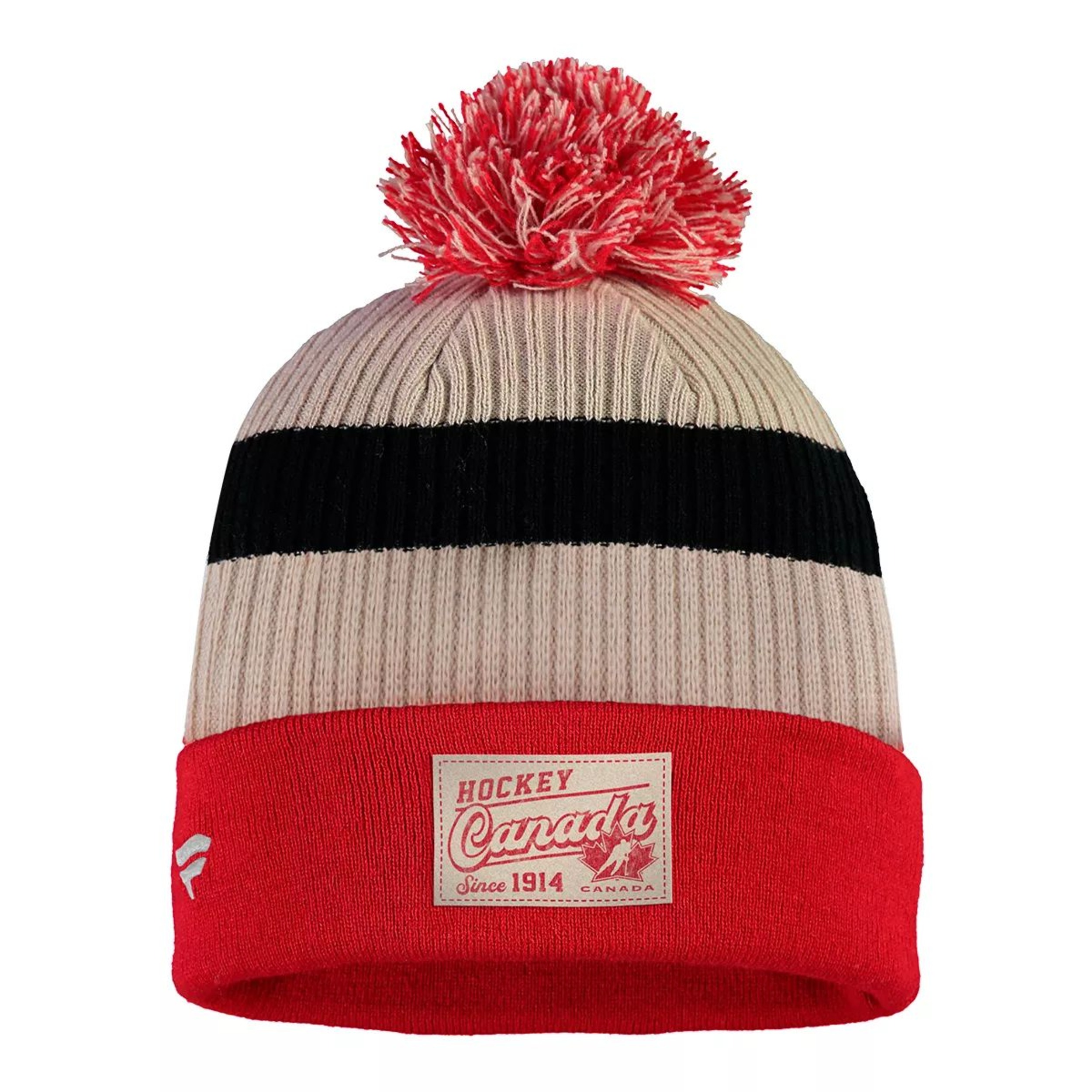 Team Canada Fanatics Cuffed Pom Knit Hat, IIHF, Hockey Front_Flat