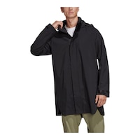 adidas Men's Urban RAIN.RDY 2L Hooded Rain Parka, Waterproof, Long, Shell Front_Flat