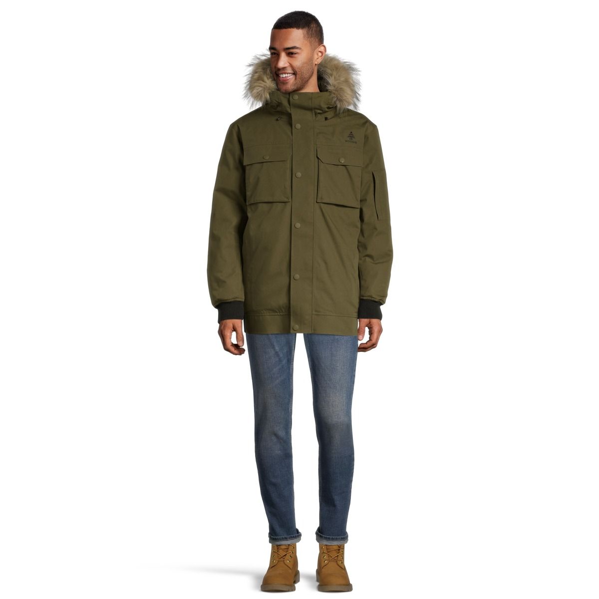 Woods Men's Worthington Down Bomber Winter Jacket, Long, Insulated, Hooded, Waterproof