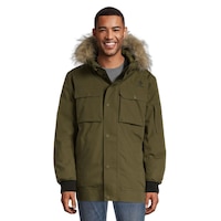 Woods Men's Worthington Down Bomber Winter Jacket, Long, Insulated, Hooded, Waterproof Front_Flat