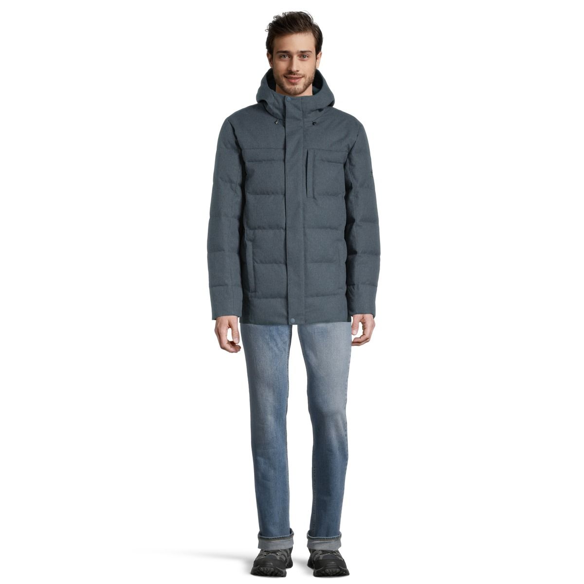 Woods Men's Lipsett Baffled Winter Jacket, Long, Insulated Down, Hooded, Water Resistant