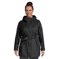 Columbia Women's Plus Size Pardon My Trench Rain Jacket, Waterproof, Hooded, Breathable, Long Front_Flat