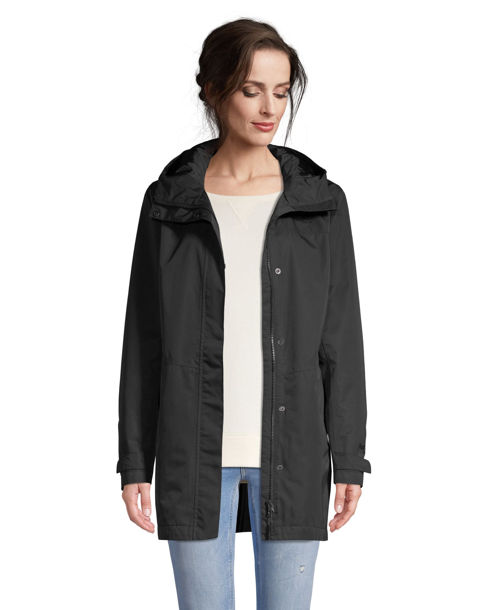 Women's mid length hot sale rain jacket