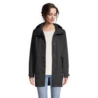 Woods Women's Monolith 2L Mid-Length Hooded Rain Jacket, Waterproof, Breathable, Shell Front_Flat