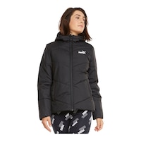 PUMA Women's Essential Padded Winter Jacket, Short, Insulated Synthetic, Hooded Front_Flat