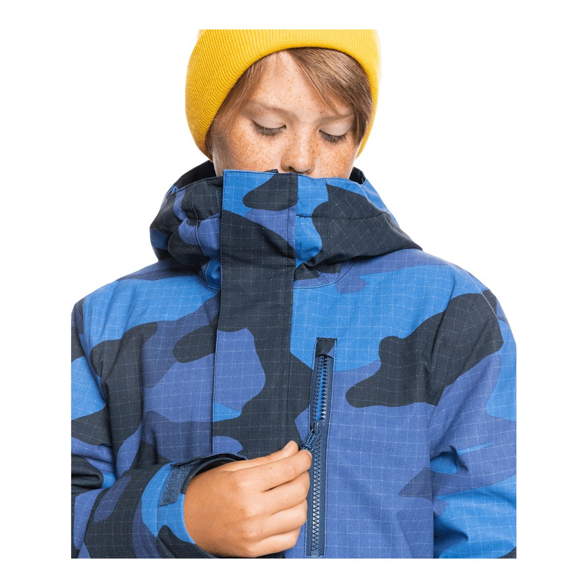 Quiksilver Boys' Mission Printed Block Winter Jacket, Kids', Ski, Insulated, Waterproof, Hooded
