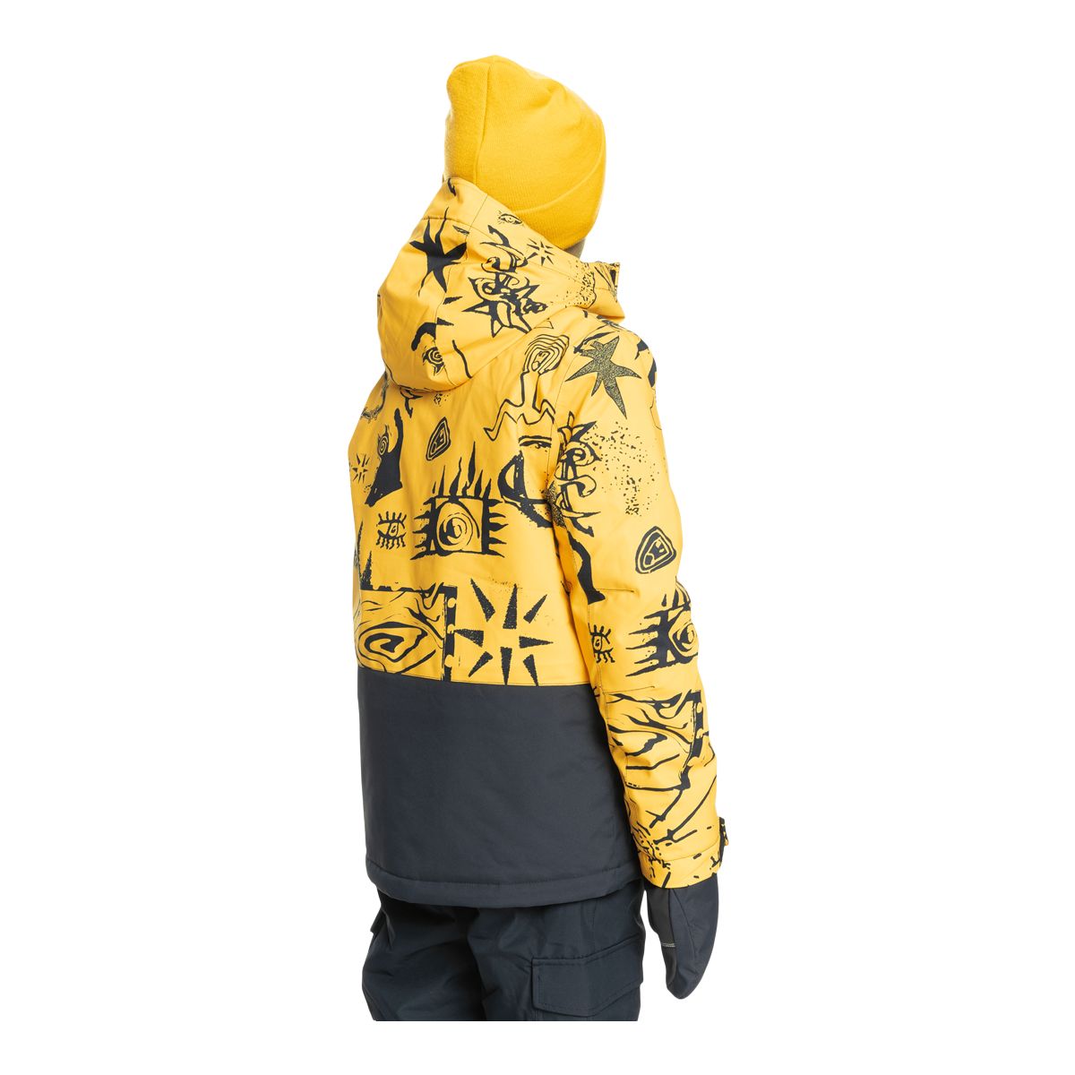 Quiksilver Boys' Mission Printed Block Winter Jacket, Kids', Ski, Insulated, Waterproof, Hooded