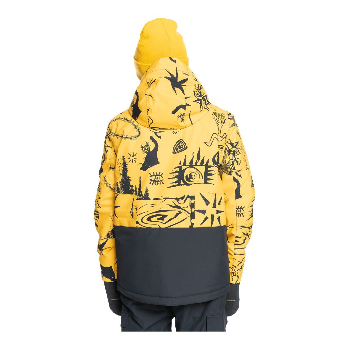 Quiksilver Boys' Mission Printed Block Winter Jacket, Kids', Ski, Insulated, Waterproof, Hooded