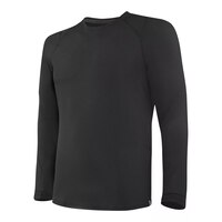 SAXX Men's Quest Lightweight Quick Dry Long Sleeve Crewneck Baselayer Shirt - Black Front_Angled_Left