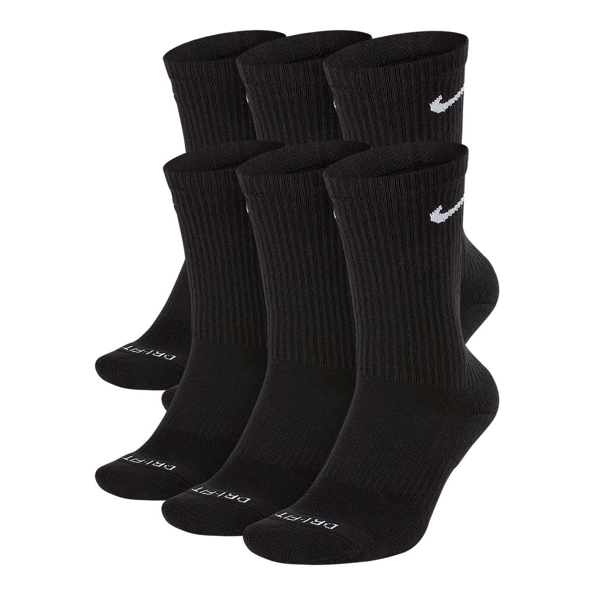 Nike Men's Everyday Plus Crew Socks  Moisture-Wicking  6-Pack
