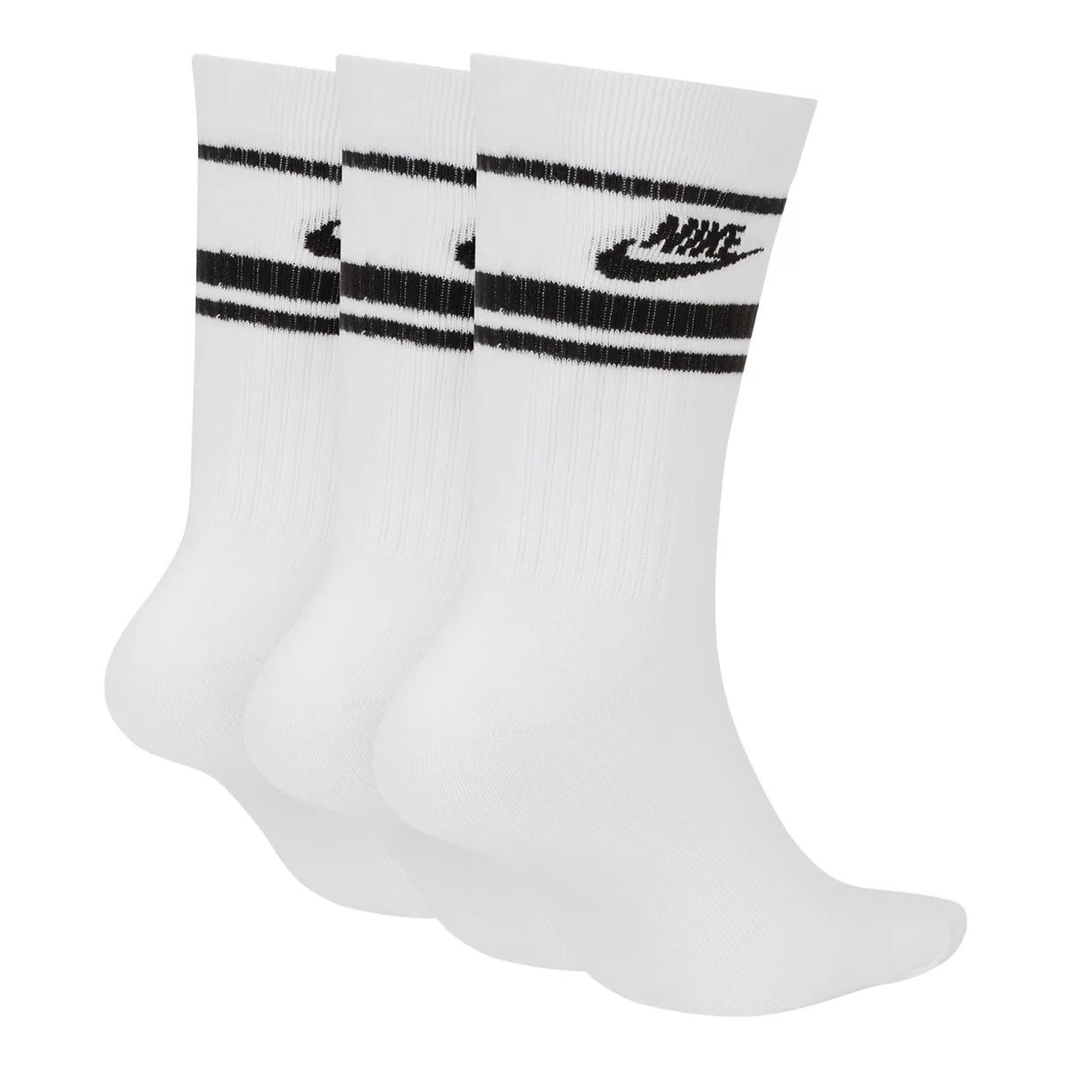 Nike Men’s Sportswear Futura Stripes Lightweight Compression Crew Sock - 3 Pack - White