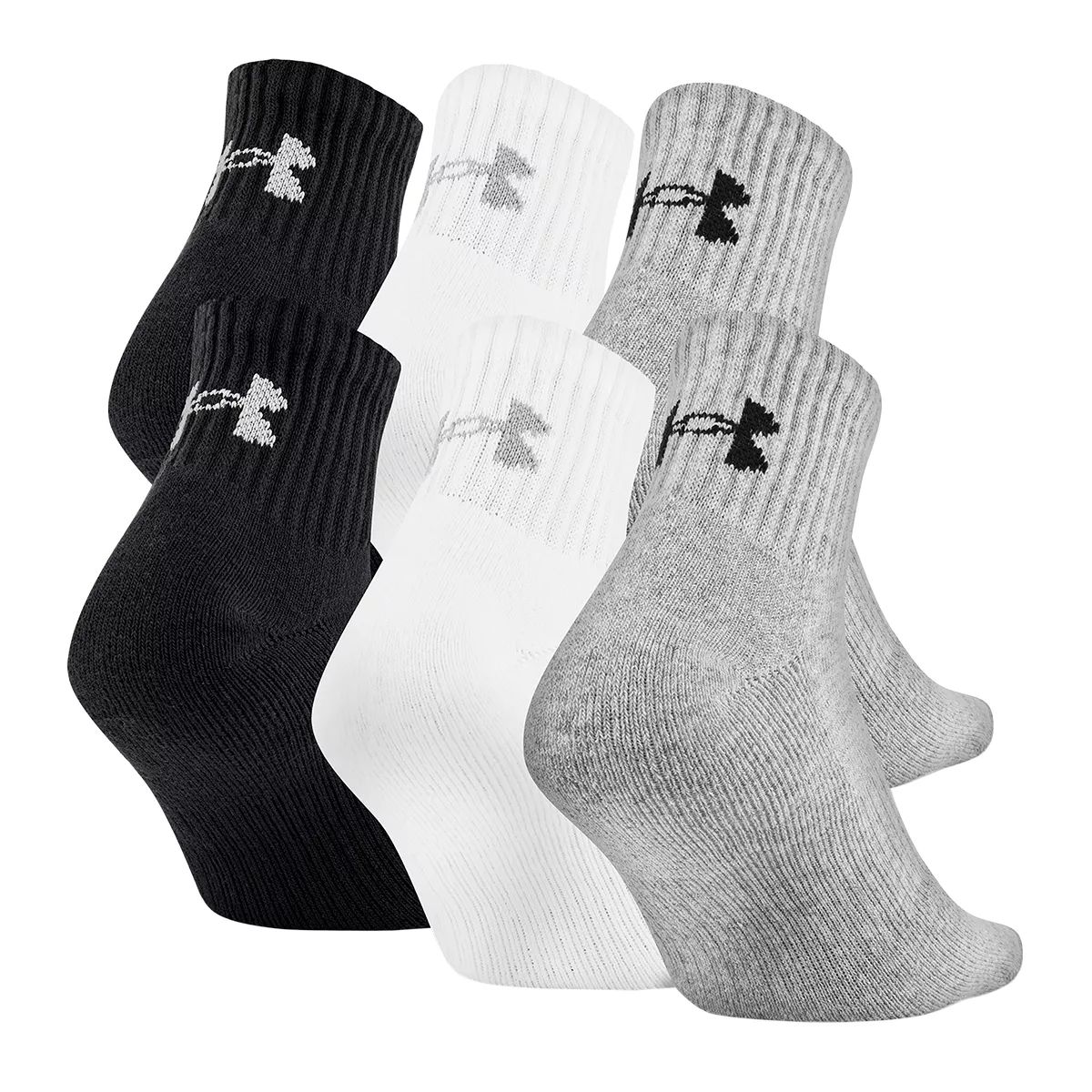 Under Armour Men's Charged Cotton 2.0 Quarter Socks - 6 Pack