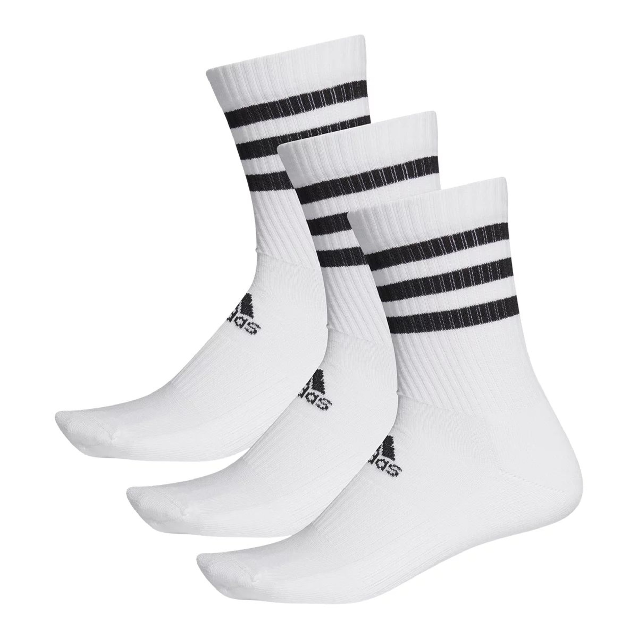 adidas Men's 3-Stripe Cushioned II Crew Socks, 3-Pack Front_Angled_Left