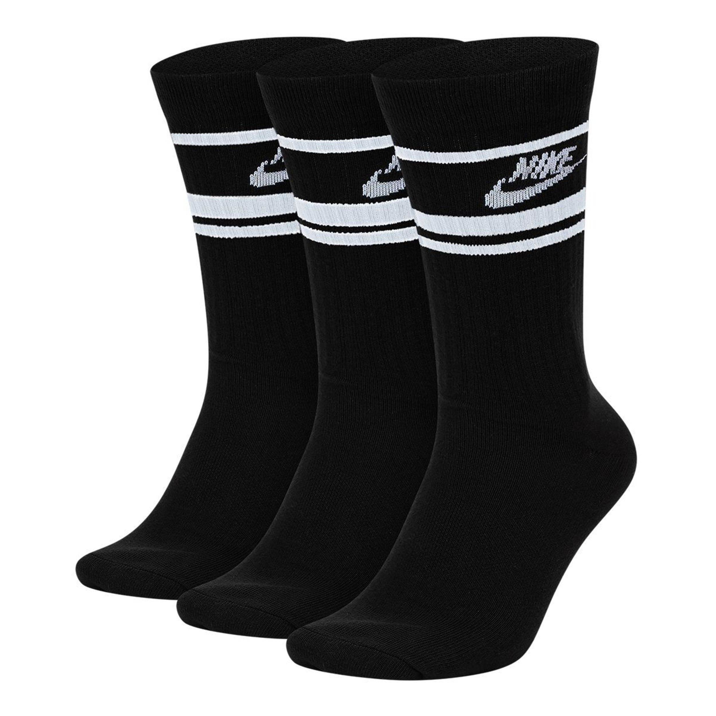 Nike Men’s Sportswear Futura Stripes Lightweight Compression Crew Sock - 3 Pack - White