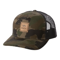 RVCA Men's VA Curved Brim Trucker Hat Front_Three_Fourths_Angled_Left