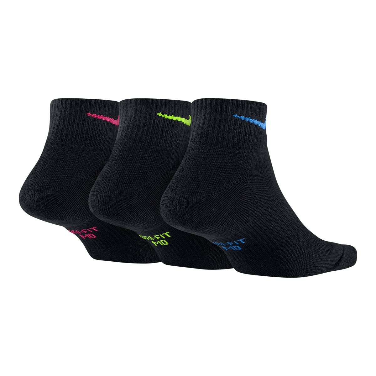 Nike Women's Dri-Fit Athletic Quarter Socks, Cushioned, 3-Pack
