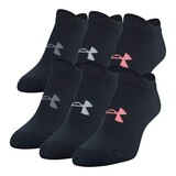 Under Armour Women's Essential 2.0 No Show Sock - 6 Pack - Black Front_Angled_Left