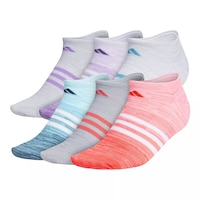 adidas Women's Superlite No-Show Socks, Moisture-Wicking, 6-Pack Front_Angled_Left
