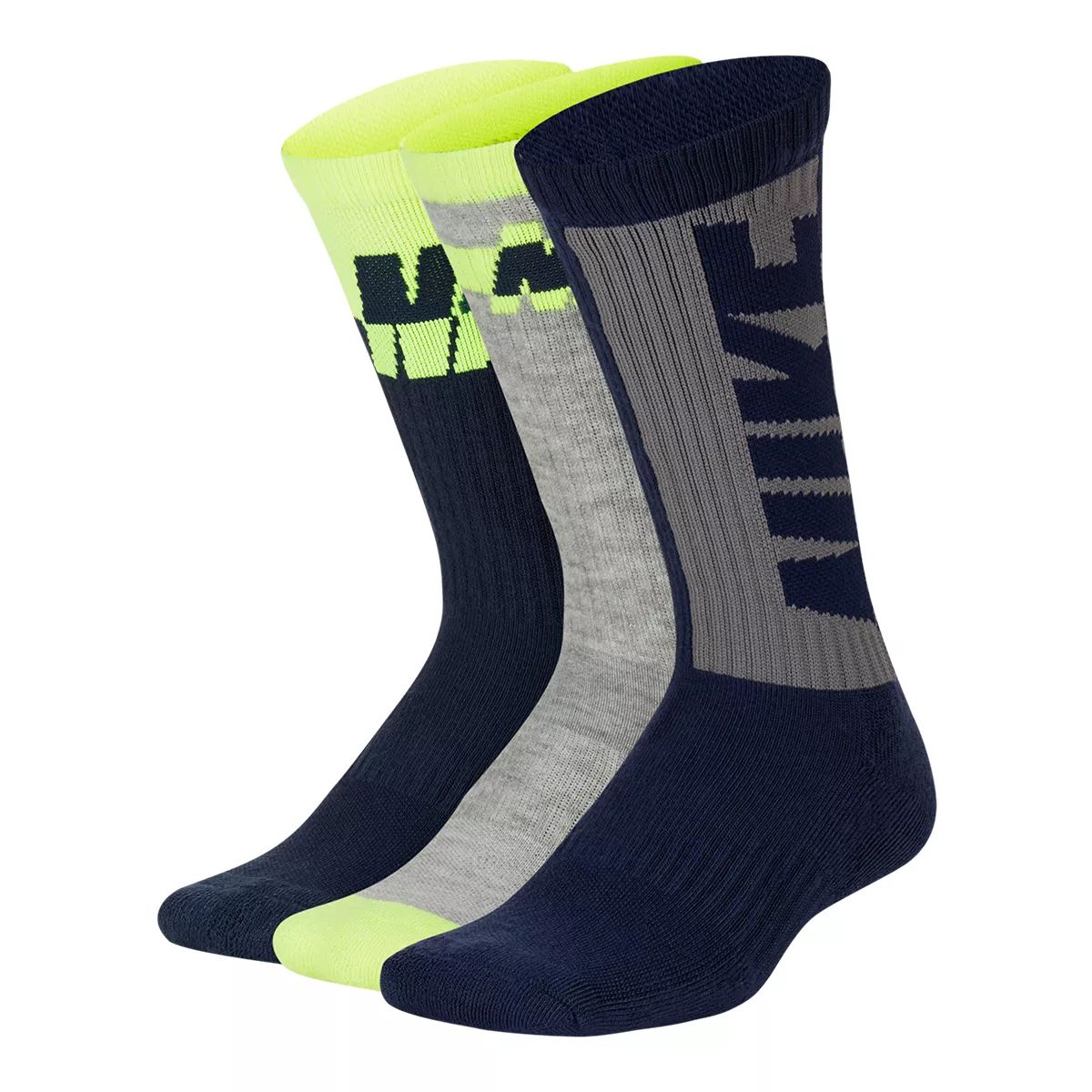 Nike Youth Cushion Crew Socks 3 Pack Front_Angled_Left