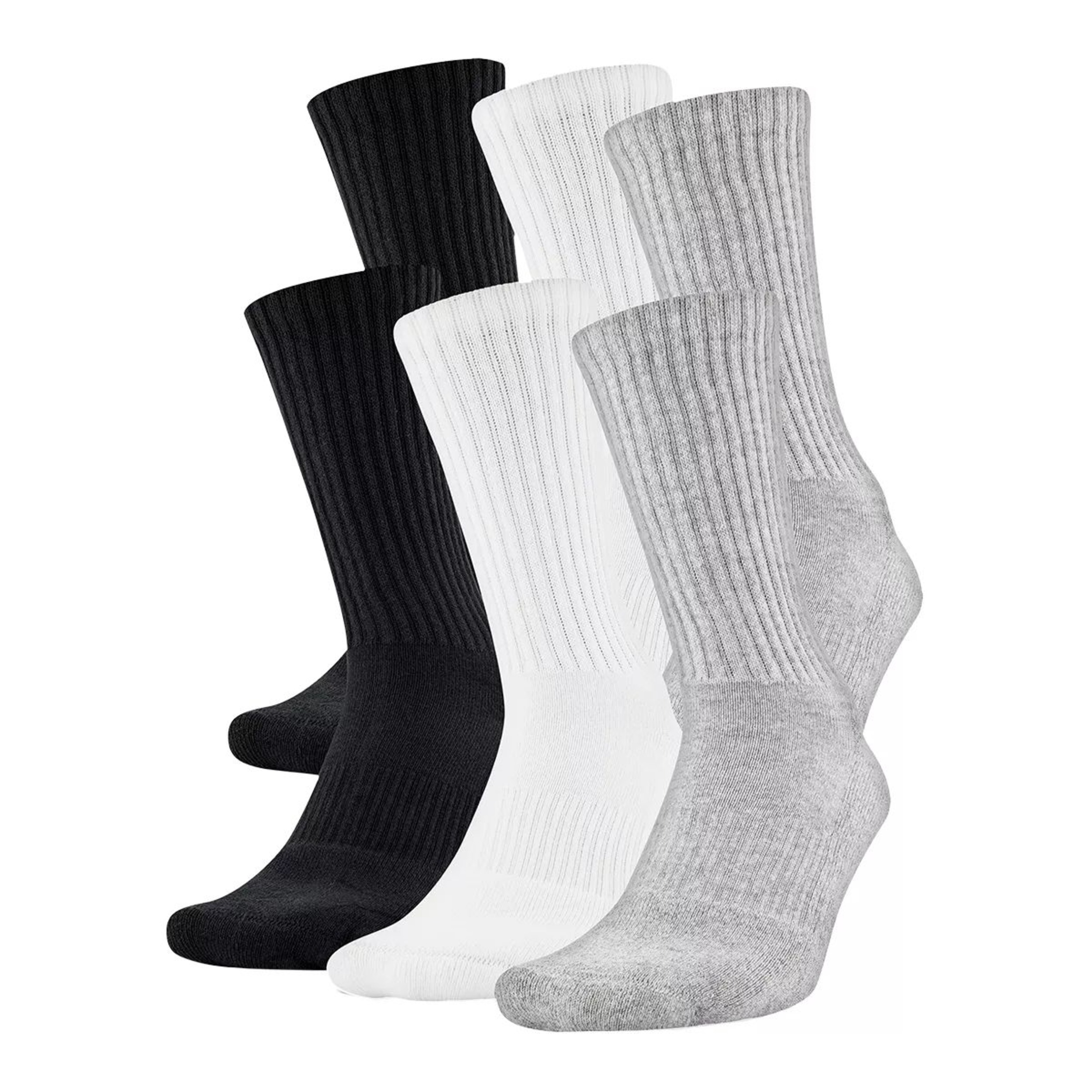 Under Armour Kids' Charged Cotton 2.0 Crew Socks - 6 Pack Front_Angled_Left
