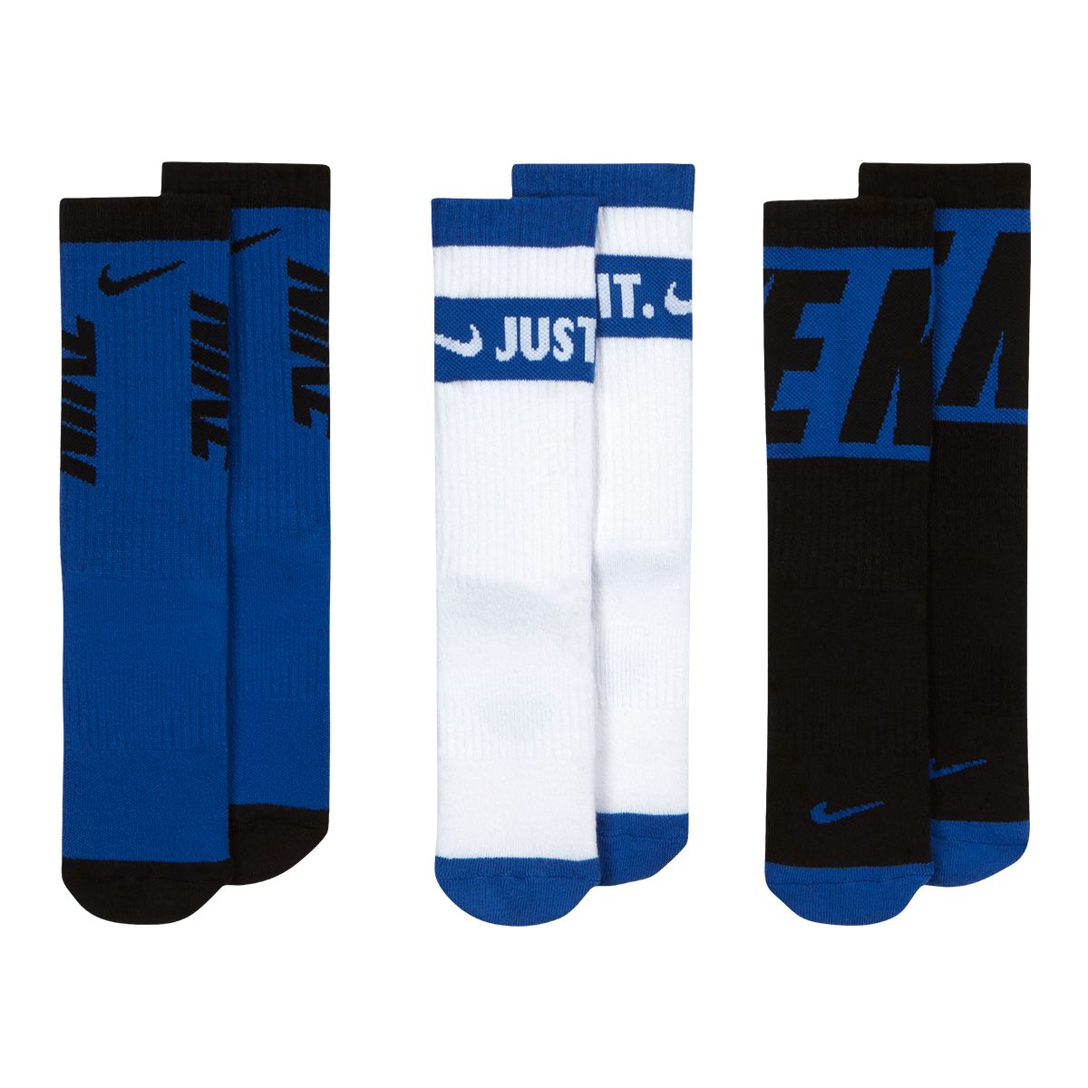 Nike Boys' Everyday HBR Cushioned Crew Socks - 3 Pack Overhead_Flat