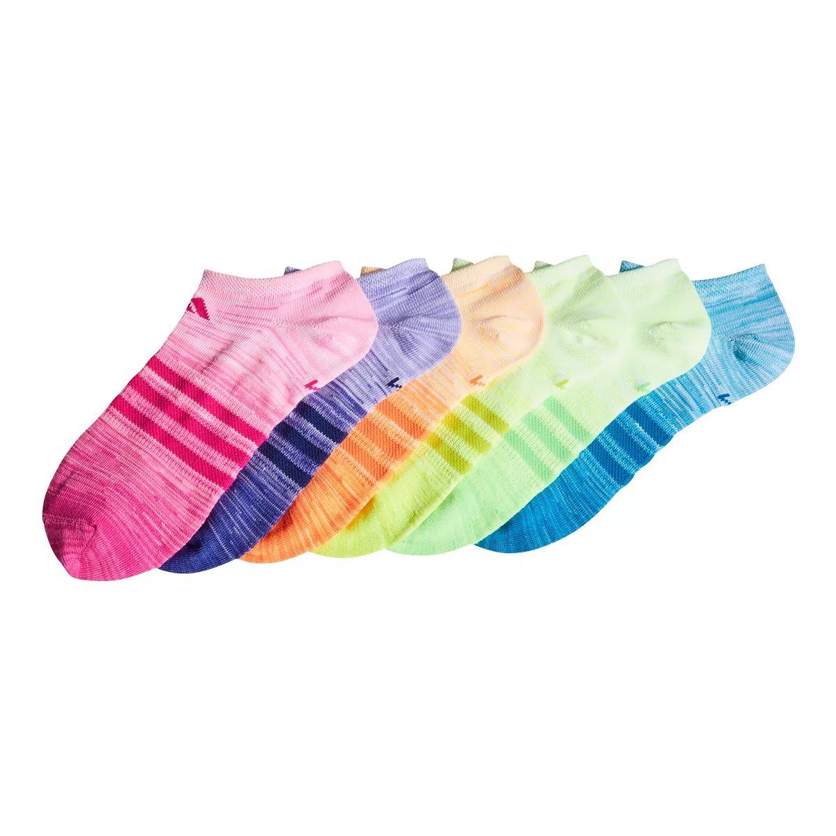 adidas Kids’ Superlite Rainbow No Show Socks 6pk