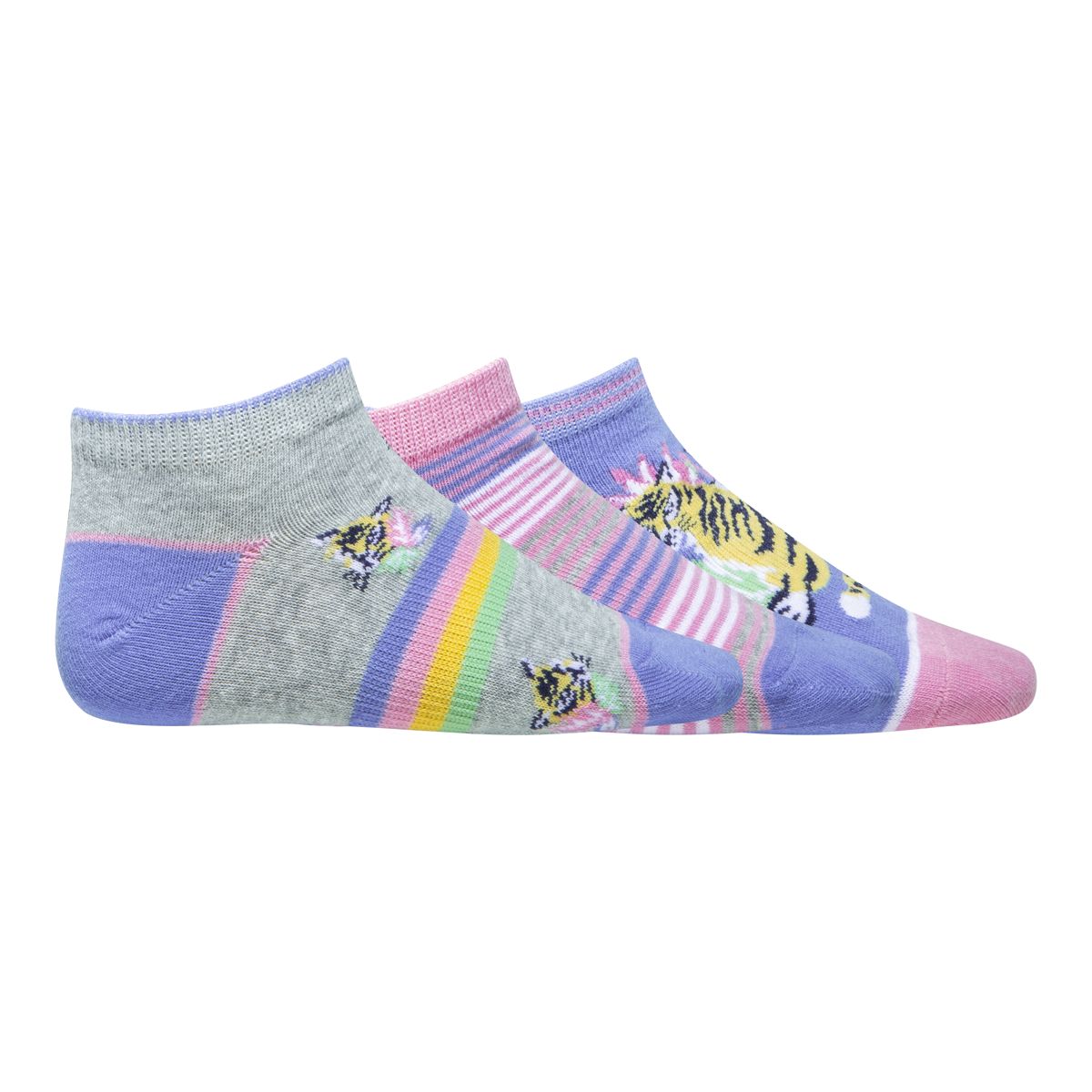 Ripzone Girls' Tiger No Show Socks - 3 Pack Side_Right