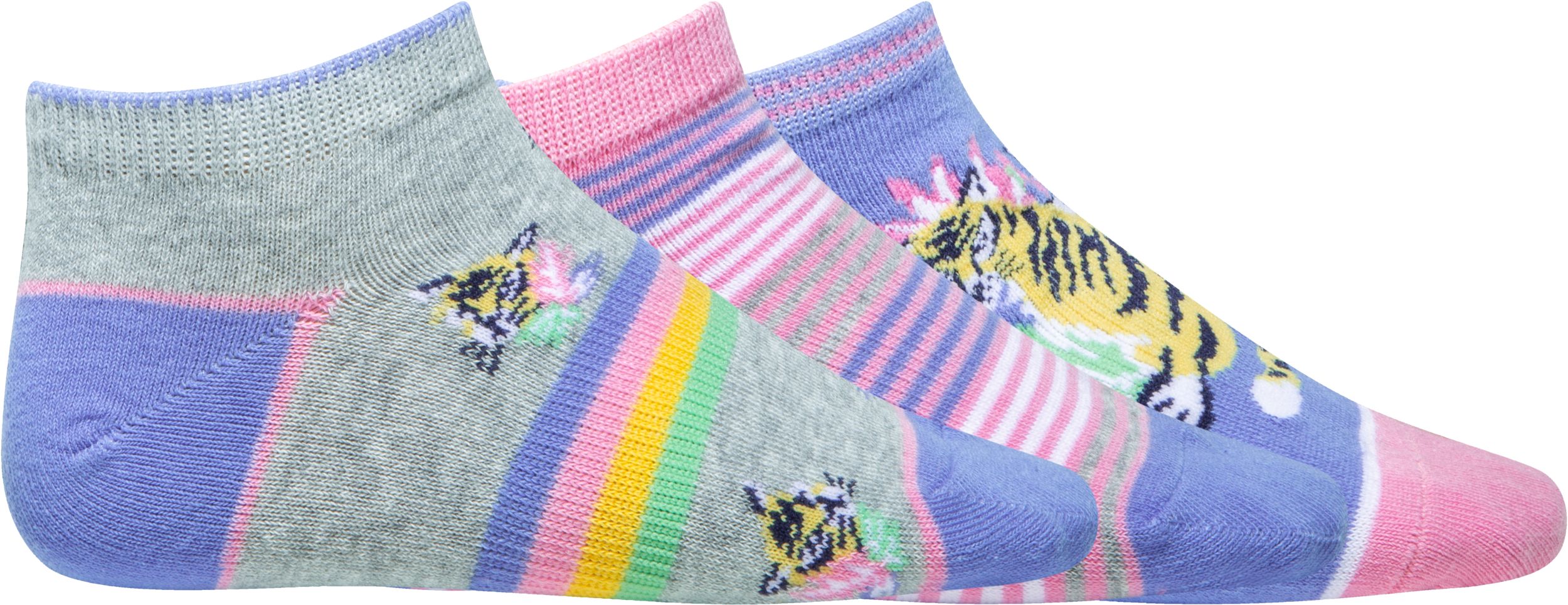 Ripzone Girls' Tiger No Show Socks - 3 Pack Side_Right