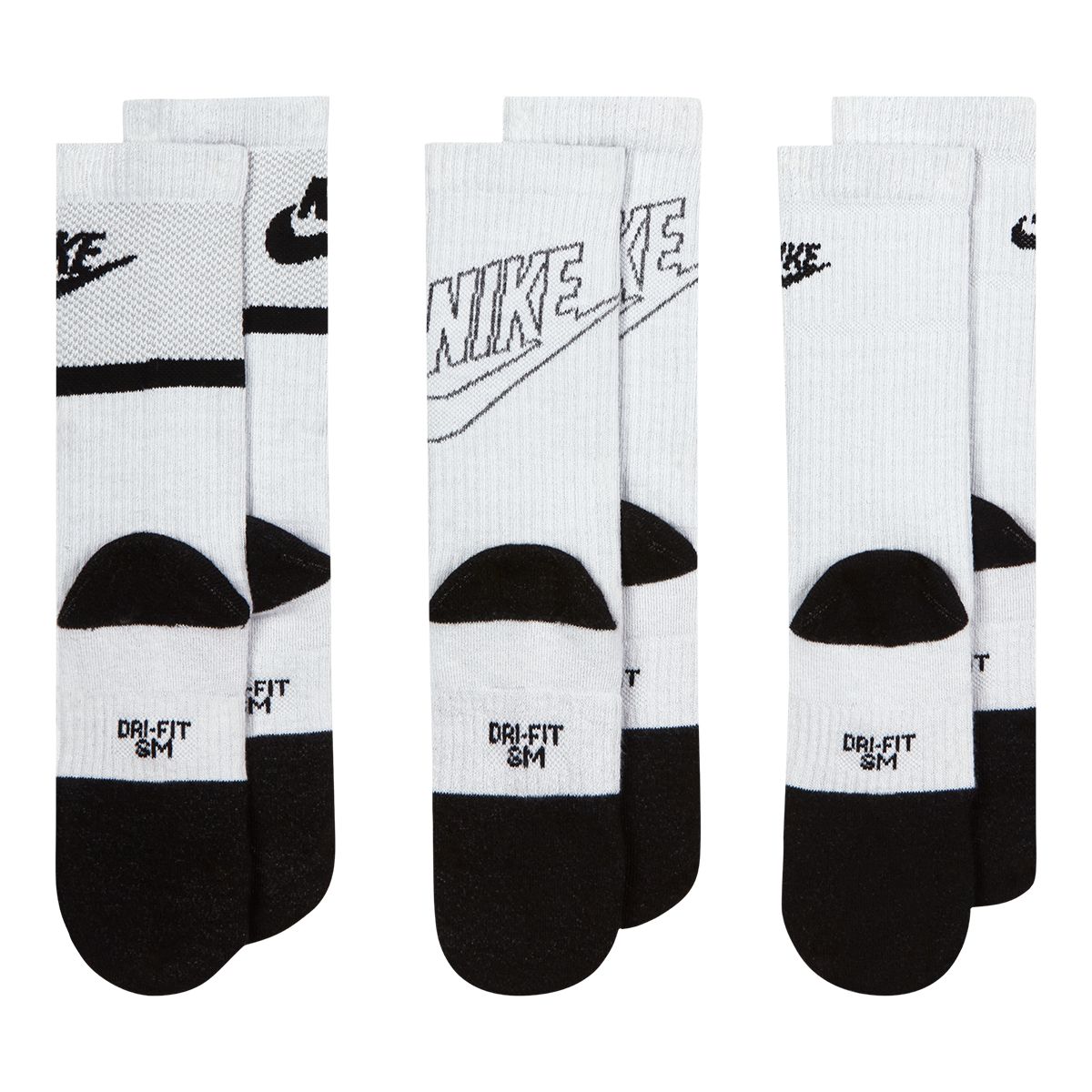 Nike Girls' Everyday Cushioned Graphic Crew Socks - 3 Pack