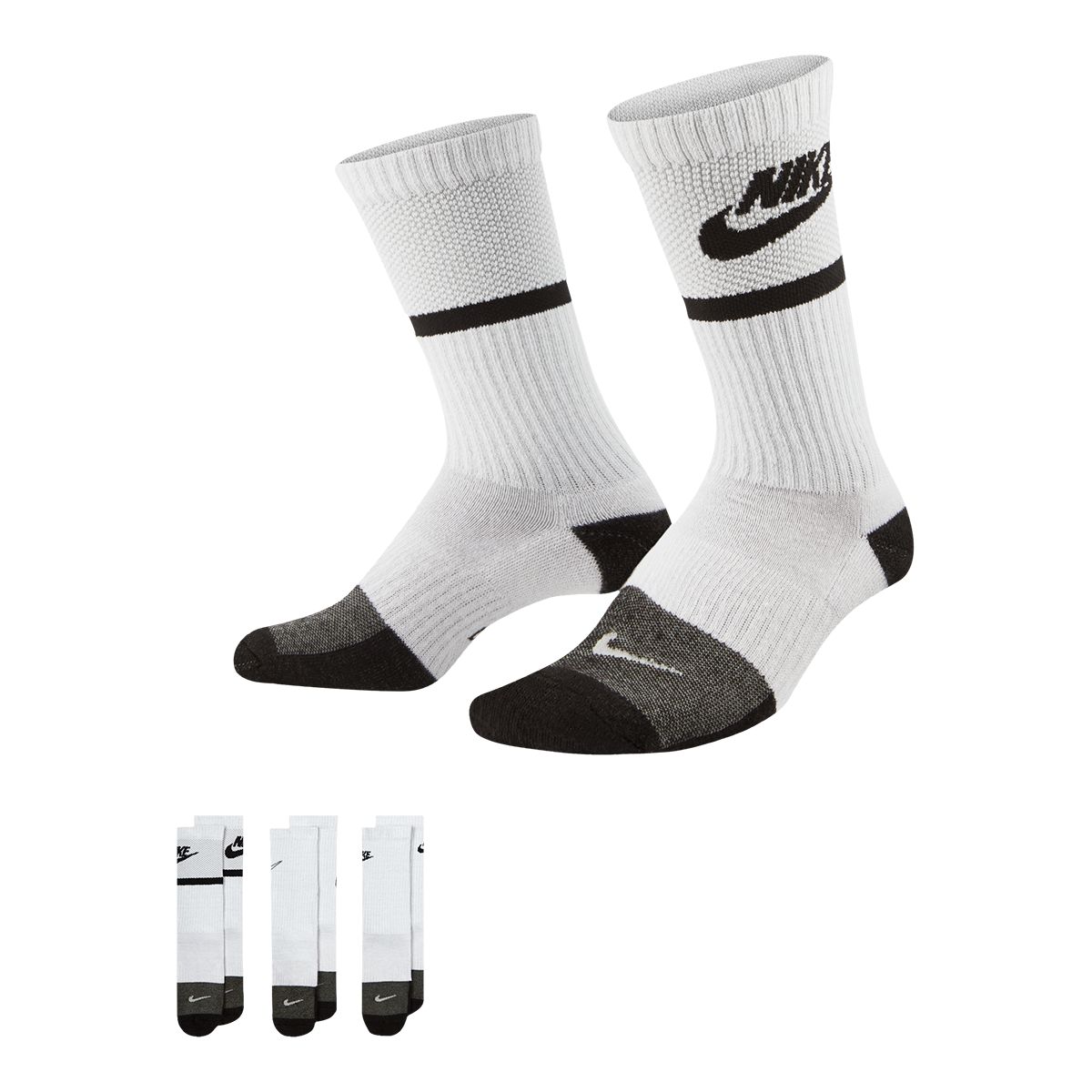 Nike Girls' Everyday Cushioned Graphic Crew Socks - 3 Pack