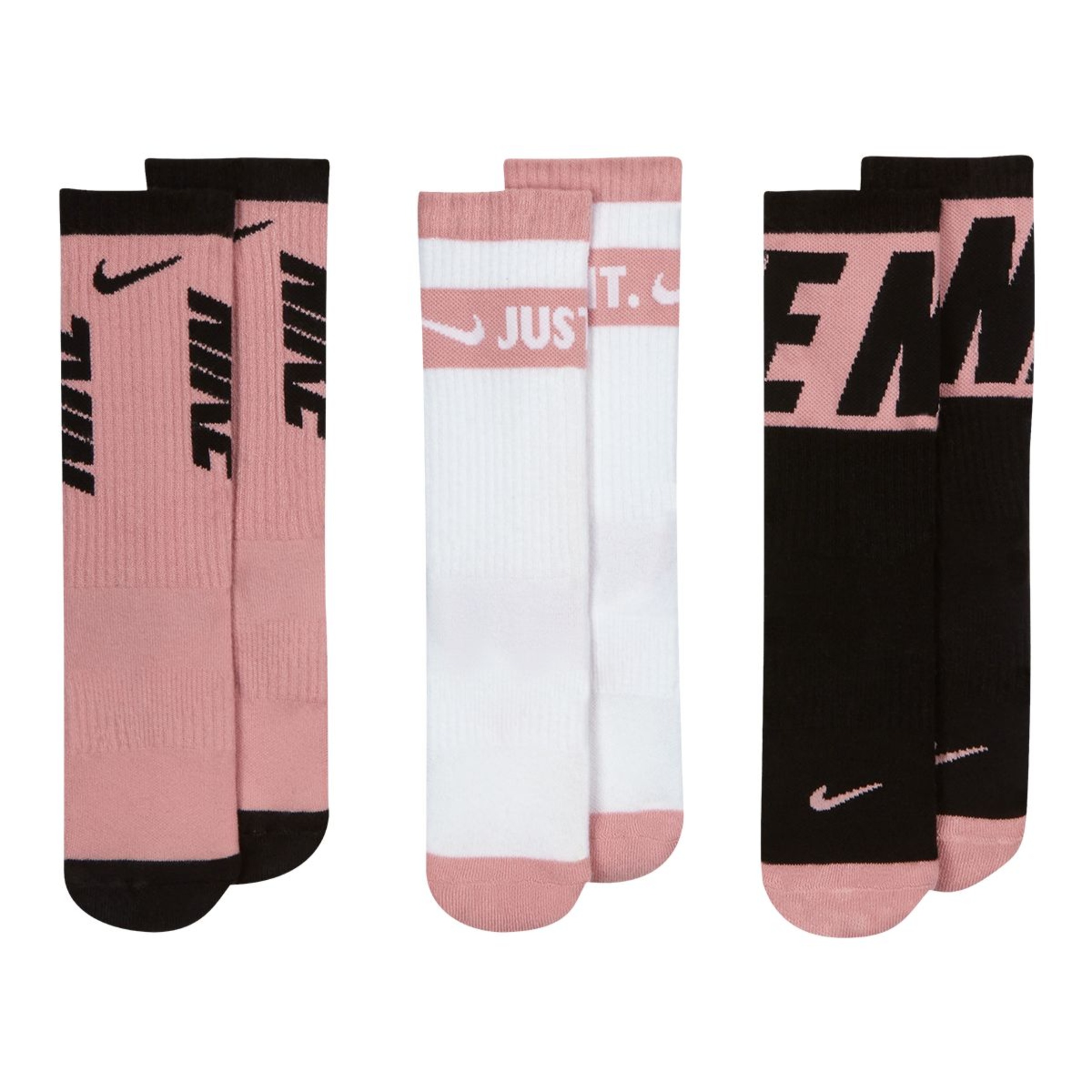 Nike Girls' Everyday Cushioned HBR Crew Socks - 3 Pack Front_Flat
