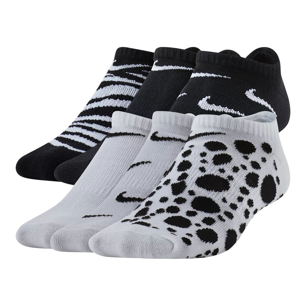 Nike Girls' Everyday Lightweight Graphic No Show Socks - 6 Pack Front_Angled_Left