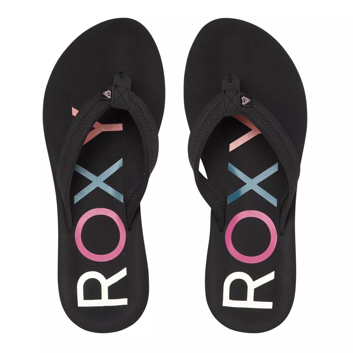 Roxy Womens Flip Flop Sandals Size 10 Black White Palm Design Dual