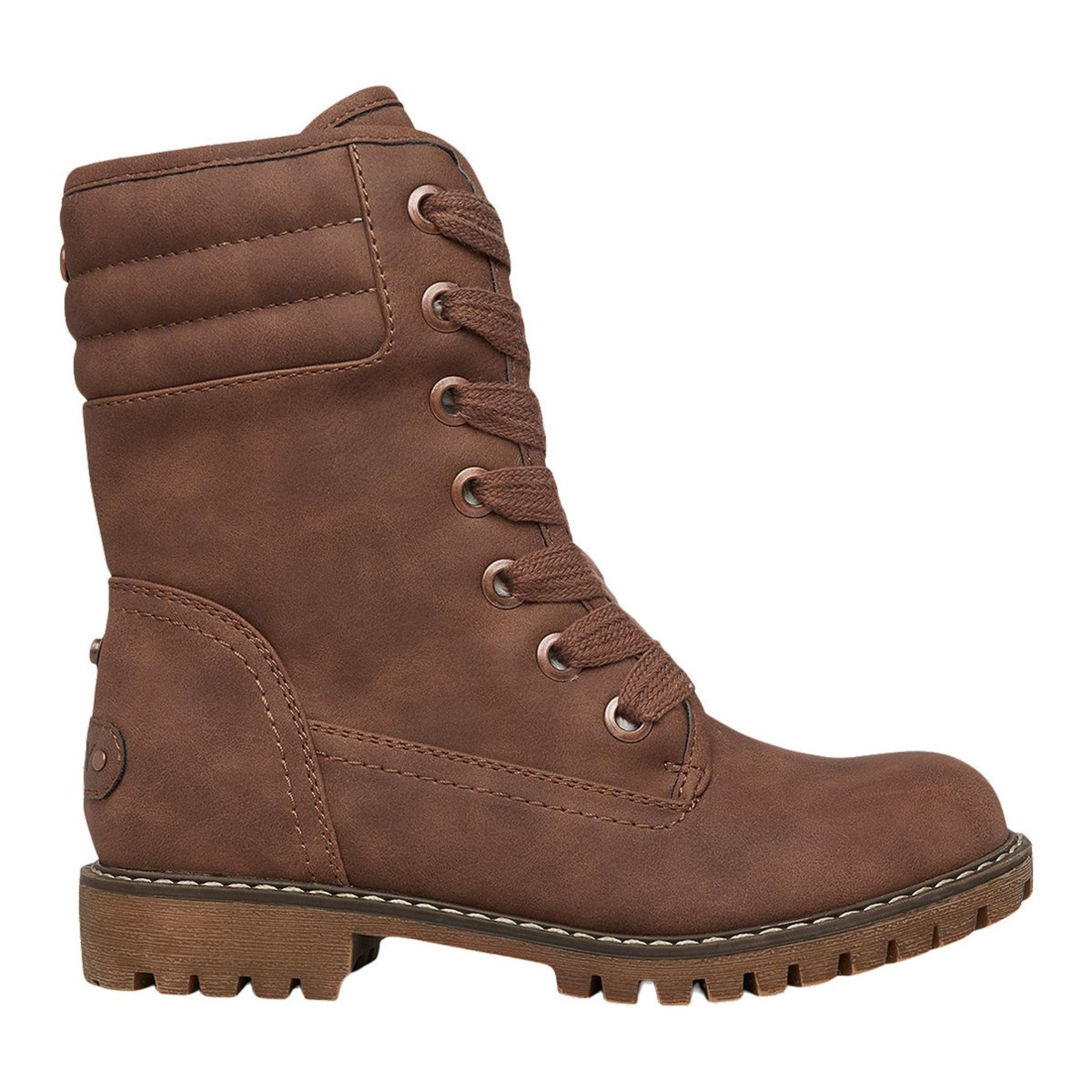 Roxy Women's Aldean Combat Boots, Lace, Casual, Faux Fur, Faux Leather