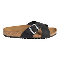 Birkenstock Women's Sienna Two Strap Slides/Sandals, Narrow Fit, Leather, Comfortable Side_Right