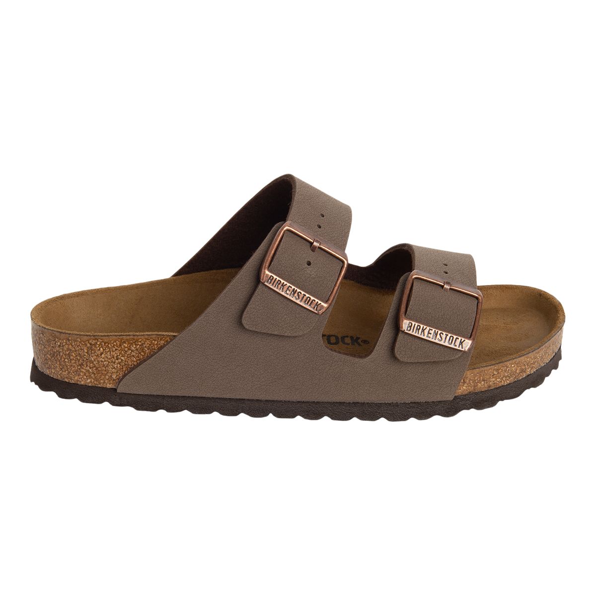 Image of Birkenstock Women's Arizona Birkibuc Leather Two Strap Comfortable Slides/Sandals