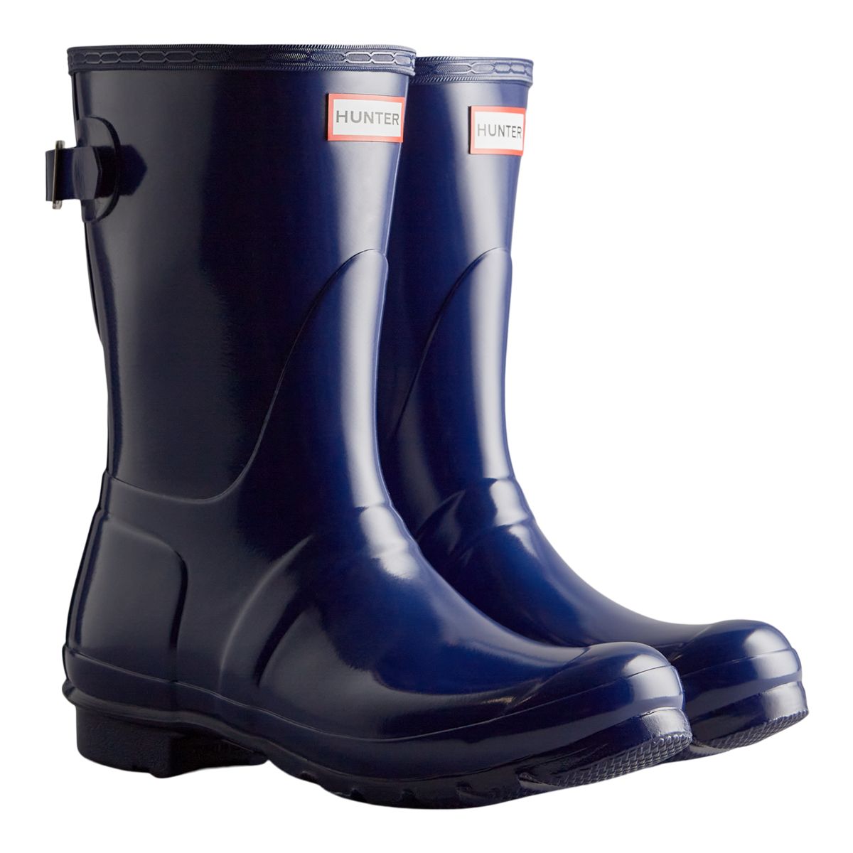 Hunter Women's Original Back Adjustable Gloss Rubber Rain Boots, Short, Waterproof