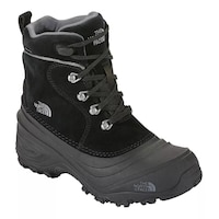 The North Face Kids' Chilkate Lace II Waterproof Insulated Fleece Winter Boots Front_Three_Fourths_Angled_Right