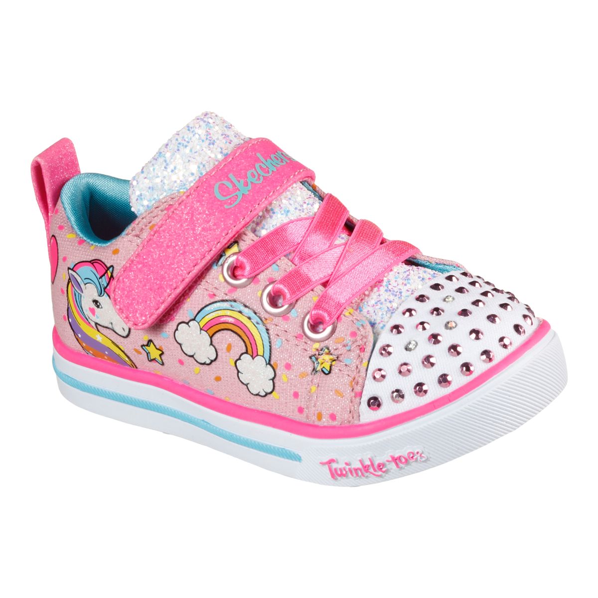 Skechers Kids' Toddler Sparkle Lite Shoes, Slip On, Walking, Running, Velcro, Light Up